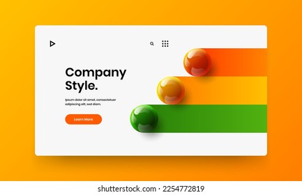 Abstract 3D balls landing page layout. Premium book cover design vector concept.
