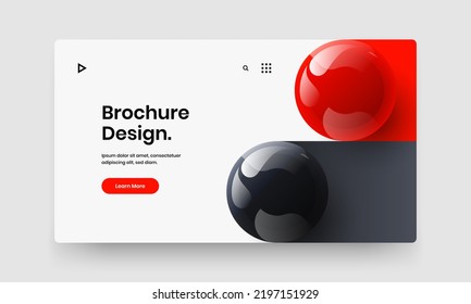 Abstract 3D balls leaflet illustration. Vivid horizontal cover design vector layout.