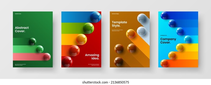 Resumen conjunto de diseño de pancartas de bolas 3D. Colección de plantillas de diseño de vectores de la lista de mano original.