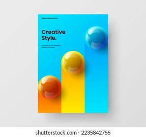 Resumen del concepto de postal de bolas 3D. Diseño vectorial de diseño creativo de la lista de mano.