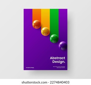 Resumen de la plantilla de postal de bolas 3D. Identidad simple de la empresa Concepto de vector A4.