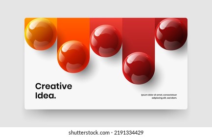 Abstract 3D balls web banner layout. Unique journal cover vector design template.