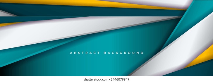 Abstractas fondo de Anuncio 3D con turquesa, amarillo y blanco diagonal geométrica 3D Formas y objetos. Ilustración vectorial