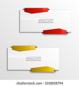 Abstract 3d banner set. Place for your text shape. Rectangle form two advertising banner poster. Flat paper banner image. Advertising design shape. label ribbon tag. Two straight arrow ribbon banner