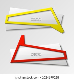 Abstract 3d banner set. Place for your text shape. Rectangle form two advertising banner poster. Flat paper banner image. Advertising design shape. label ribbon tag. Two straight arrow ribbon banner