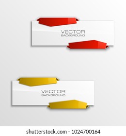 Abstract 3d banner set. Place for your text shape. Rectangle form two advertising banner poster. Flat paper banner image. Advertising design shape. label ribbon tag. Two straight arrow ribbon banner