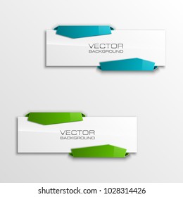 Abstract 3d banner set. Place for your text shape. Rectangle form two advertising banner poster. Flat paper banner image. Advertising design shape. label ribbon tag. Two straight arrow ribbon banner