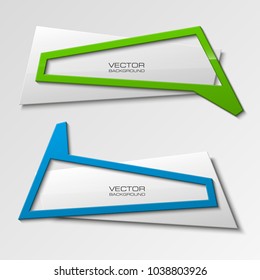 Abstract 3d banner set. Place for your text shape. Rectangle form two advertising banner poster. Flat paper banner image. Advertising design shape. label ribbon tag. Two straight arrow ribbon banner