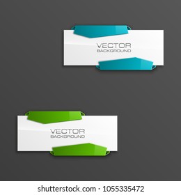 Abstract 3d banner set. Place for your text shape. Rectangle form two advertising banner poster. Flat paper banner image. Advertising design shape. label ribbon tag. Two straight arrow ribbon banner