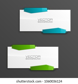 Abstract 3d banner set. Place for your text shape. Rectangle form two advertising banner poster. Flat paper banner image. Advertising design shape. label ribbon tag. Two straight arrow ribbon banner