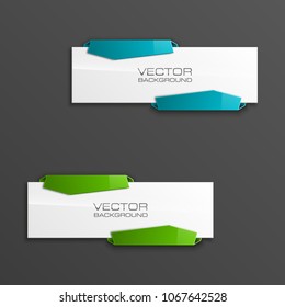 Abstract 3d banner set. Place for your text shape. Rectangle form two advertising banner poster. Flat paper banner image. Advertising design shape. label ribbon tag. Two straight arrow ribbon banner