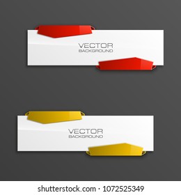 Abstract 3d banner set. Place for your text shape. Rectangle form two advertising banner poster. Flat paper banner image. Advertising design shape. label ribbon tag. Two straight arrow ribbon banner