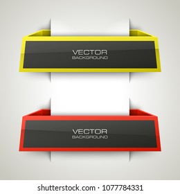Abstract 3d banner set. Place for your text shape. Rectangle form two advertising banner poster. Flat paper banner image. Advertising design shape. label ribbon tag. Two straight arrow ribbon banner