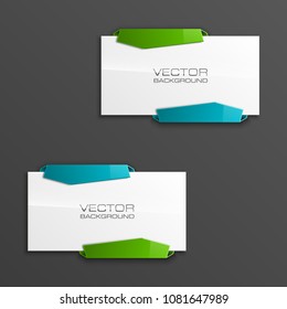 Abstract 3d banner set. Place for your text shape. Rectangle form two advertising banner poster. Flat paper banner image. Advertising design shape. label ribbon tag. Two straight arrow ribbon banner