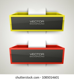 Abstract 3d banner set. Place for your text shape. Rectangle form two advertising banner poster. Flat paper banner image. Advertising design shape. label ribbon tag. Two straight arrow ribbon banner