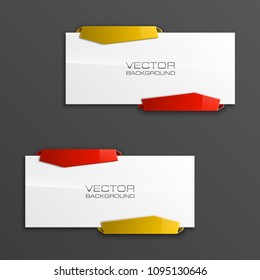 Abstract 3d banner set. Place for your text shape. Rectangle form two advertising banner poster. Flat paper banner image. Advertising design shape. label ribbon tag. Two straight arrow ribbon banner