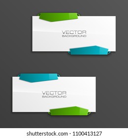 Abstract 3d banner set. Place for your text shape. Rectangle form two advertising banner poster. Flat paper banner image. Advertising design shape. label ribbon tag. Two straight arrow ribbon banner