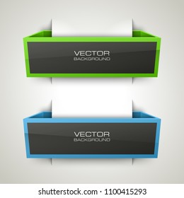 Abstract 3d banner set. Place for your text shape. Rectangle form two advertising banner poster. Flat paper banner image. Advertising design shape. label ribbon tag. Two straight arrow ribbon banner
