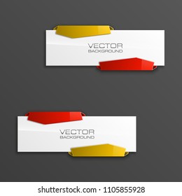 Abstract 3d banner set. Place for your text shape. Rectangle form two advertising banner poster. Flat paper banner image. Advertising design shape. label ribbon tag. Two straight arrow ribbon banner