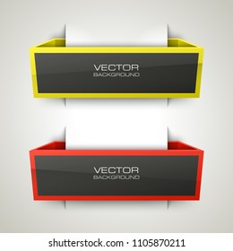 Abstract 3d banner set. Place for your text shape. Rectangle form two advertising banner poster. Flat paper banner image. Advertising design shape. label ribbon tag. Two straight arrow ribbon banner