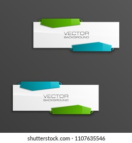 Abstract 3d banner set. Place for your text shape. Rectangle form two advertising banner poster. Flat paper banner image. Advertising design shape. label ribbon tag. Two straight arrow ribbon banner