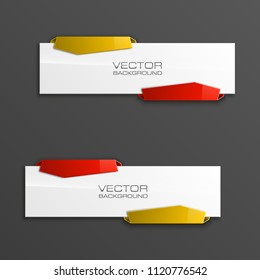 Abstract 3d banner set. Place for your text shape. Rectangle form two advertising banner poster. Flat paper banner image. Advertising design shape. label ribbon tag. Two straight arrow ribbon banner