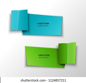 Abstract 3d banner set. Place for your text shape. Rectangle form two advertising banner poster. Flat paper banner image. Advertising design shape. label ribbon tag. Two straight arrow ribbon banner