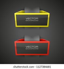 Abstract 3d banner set. Place for your text shape. Rectangle form two advertising banner poster. Flat paper banner image. Advertising design shape. label ribbon tag. Two straight arrow ribbon banner