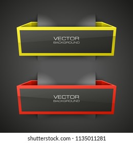 Abstract 3d banner set. Place for your text shape. Rectangle form two advertising banner poster. Flat paper banner image. Advertising design shape. label ribbon tag. Two straight arrow ribbon banner