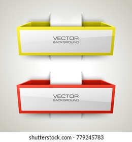 Abstract 3d banner set. Place for your text. Rectangle form two advertising banner poster. Flat banner sharp corner image. Advertising Design shape. label ribbon tag. Two straight arrow ribbon banner