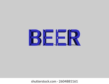 Abstract 3D Beer Text Effect Design White Background