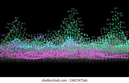 Abstract 3D big data concept. Futuristic infographics design complexity. Social network or business visual information analytics.
