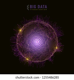 Abstract 3D big data visualization. Tangled graphics data streams. Infographics threads data. Futuristic Social network. Technological vector background. Representation of a business intelligence