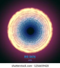 Abstract 3D big data visualization. Tangled graphics data streams. Infographics threads data. Futuristic Social network. Technological vector background. Representation of a business intelligence
