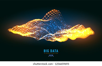 Abstract 3D big data visualization. Tangled graphics data streams. Infographics threads data. Futuristic Social network. Technological vector background. Representation of a business intelligence