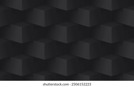 Abstract 3D black blocks geometric background texture vector illustration.