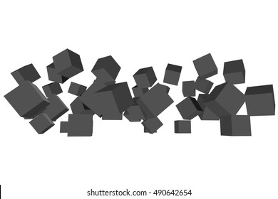 Abstract 3D black cubes background. Vector Illustration for your design.