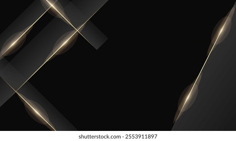 Abstract 3d black and gold gradient diagonal geometric background. Modern futuristic background with shadow 