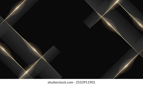 Abstract 3d black and gold gradient diagonal geometric background. Modern futuristic background with shadow 