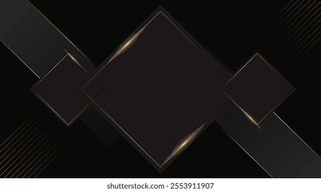 Abstract 3d black and gold gradient diagonal geometric background. Modern futuristic background with shadow 
