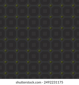 Abstract 3D black octagon seamless pattern graphic illustration on square background. 