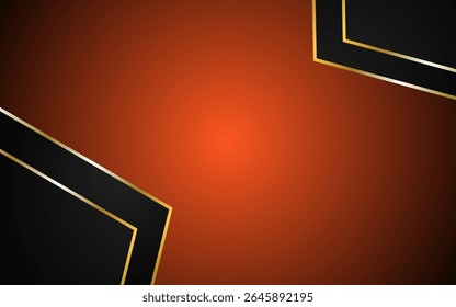 Abstract 3D black and orange techno background overlap layers on dark space with white light effect decoration. Modern template element future style for flyer, card, cover, brochure, or landing page
