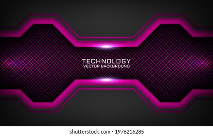 Abstract 3D black and pink techno background overlap layers on dark space with light effect decoration. Modern graphic design template element for flyer, card, cover, brochure, or landing page