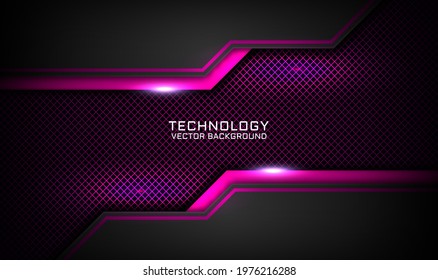 Abstract 3D black and pink techno background overlap layers on dark space with light effect decoration. Modern graphic design template element for flyer, card, cover, brochure, or landing page