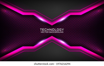Abstract 3D black and pink techno background overlap layers on dark space with light effect decoration. Modern graphic design template element for flyer, card, cover, brochure, or landing page