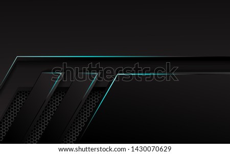Abstract 3d black structure a combination blue light line on hexagon pattern. Luxury technology concept and modern futuristic shape