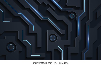 Abstract 3D black techno background overlap layers
