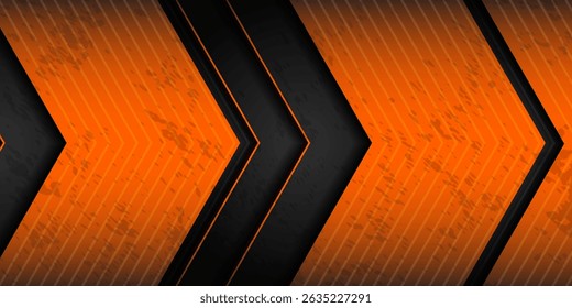 Abstract 3D black technology background overlap layers on dark space with orange light effect decoration. modern trendy design. eps 10