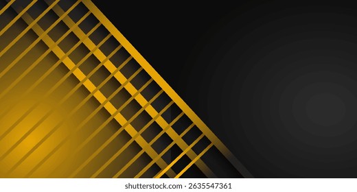 Abstract 3D black technology background overlap layers on dark space with orange light effect decoration. poster