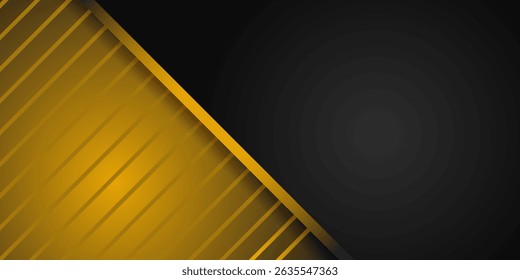 Abstract 3D black technology background overlap layers on dark space with orange light effect decoration. eps 10